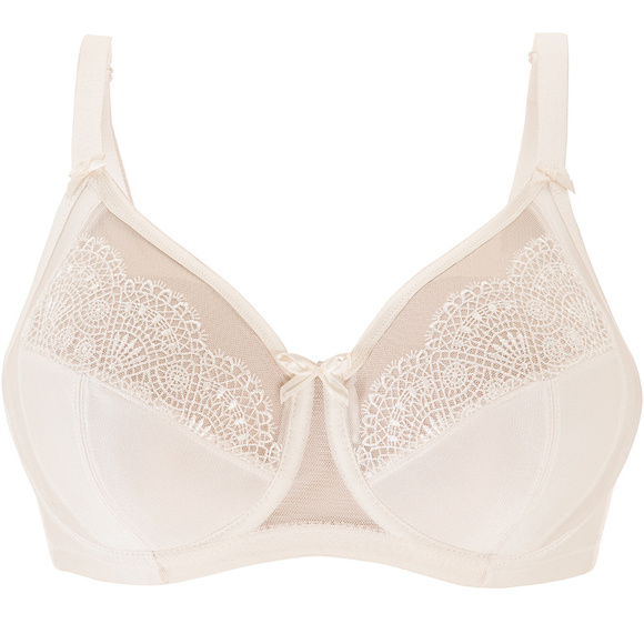 Glamorise 40C WONDERWIRE Bra Satin & Lace UNDERWIRE (FLEXI SIDE BONES) Ivory NEW - Picture 2 of 16